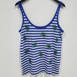 J. Crew Striped Sequined Leaf Tank Top